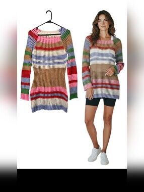 Crochet Knit Sweater Dress Size Large